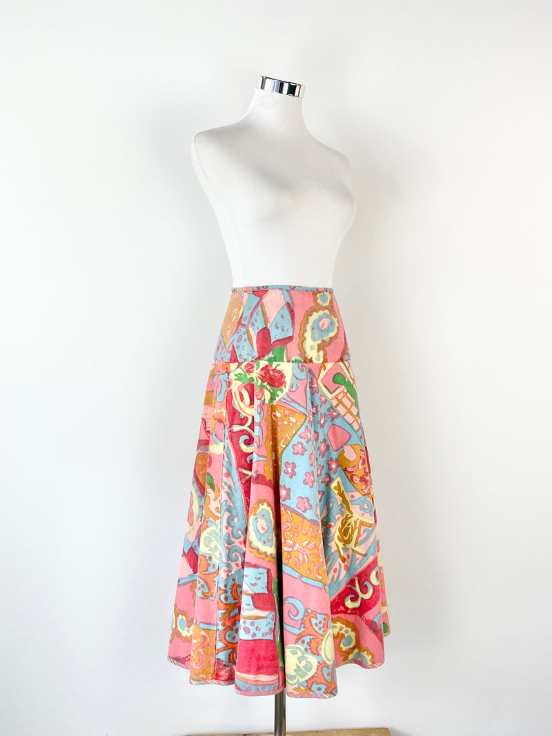 Oilily Peach & Blue Patterned Skirt - AU8