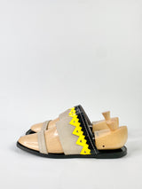 Pollini Yellow, Taupe & Black Sandals - EU41