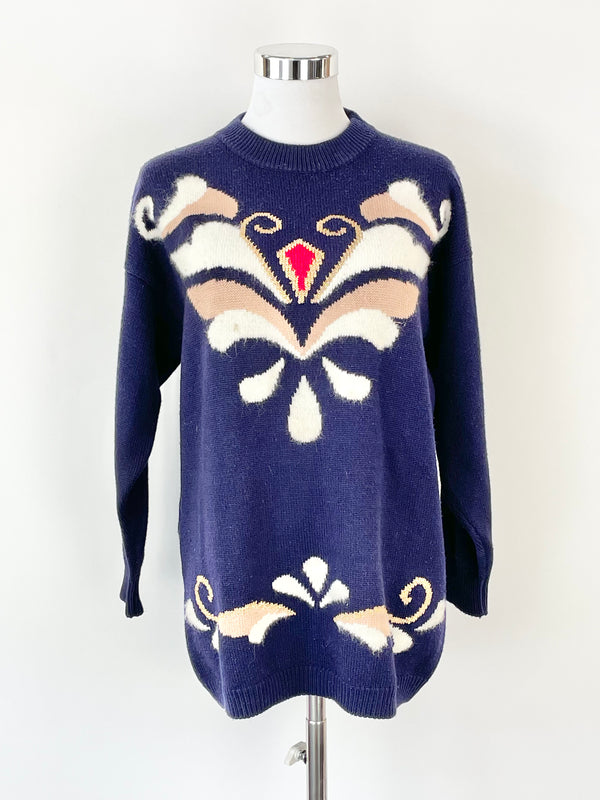 Vintage Vicsin Navy Blue Knit Sweater - S