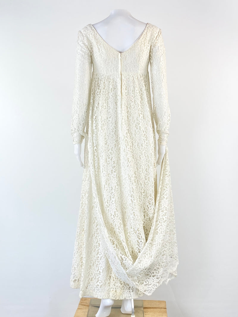 Vintage 50s Venetian Lace Wedding Dress - AU6