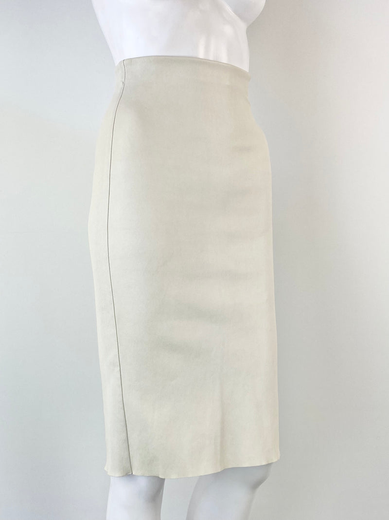 Scanlan Theodore Off White Leather Pencil Skirt - AU6