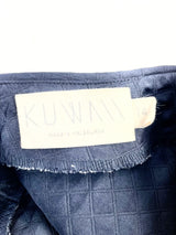 Kuwaii Navy Blue Textured Short Sleeve Dress - AU14