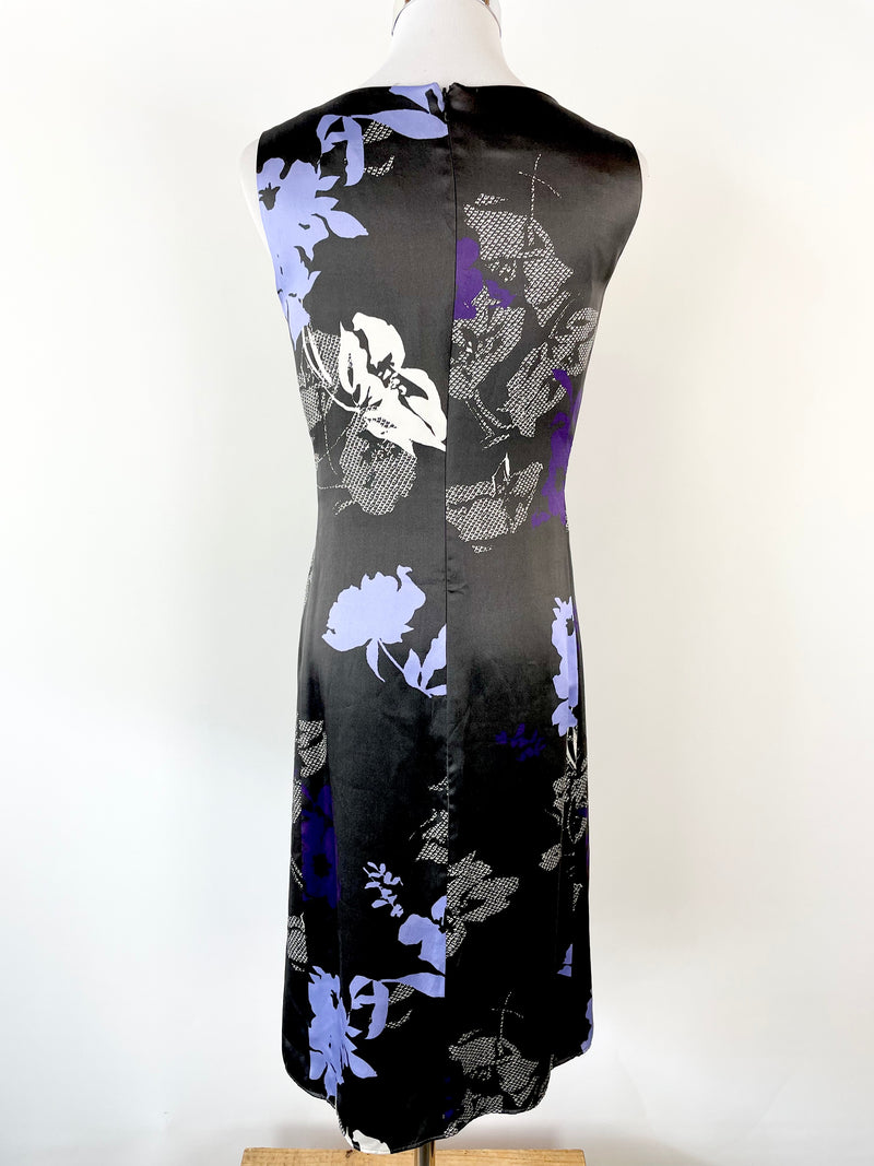 Armani Collezioni Charcoal Floral Midi Silk Dress - AU8