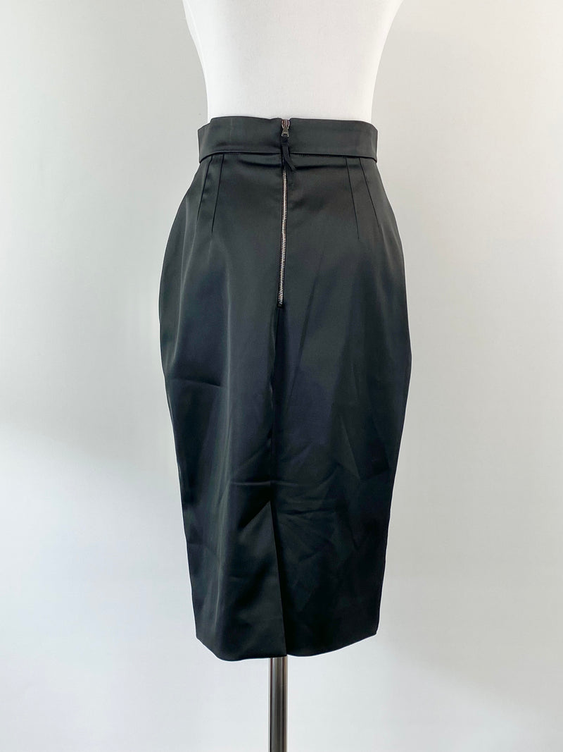 Dolce & Gabbana Black Satin Pencil Skirt - AU8