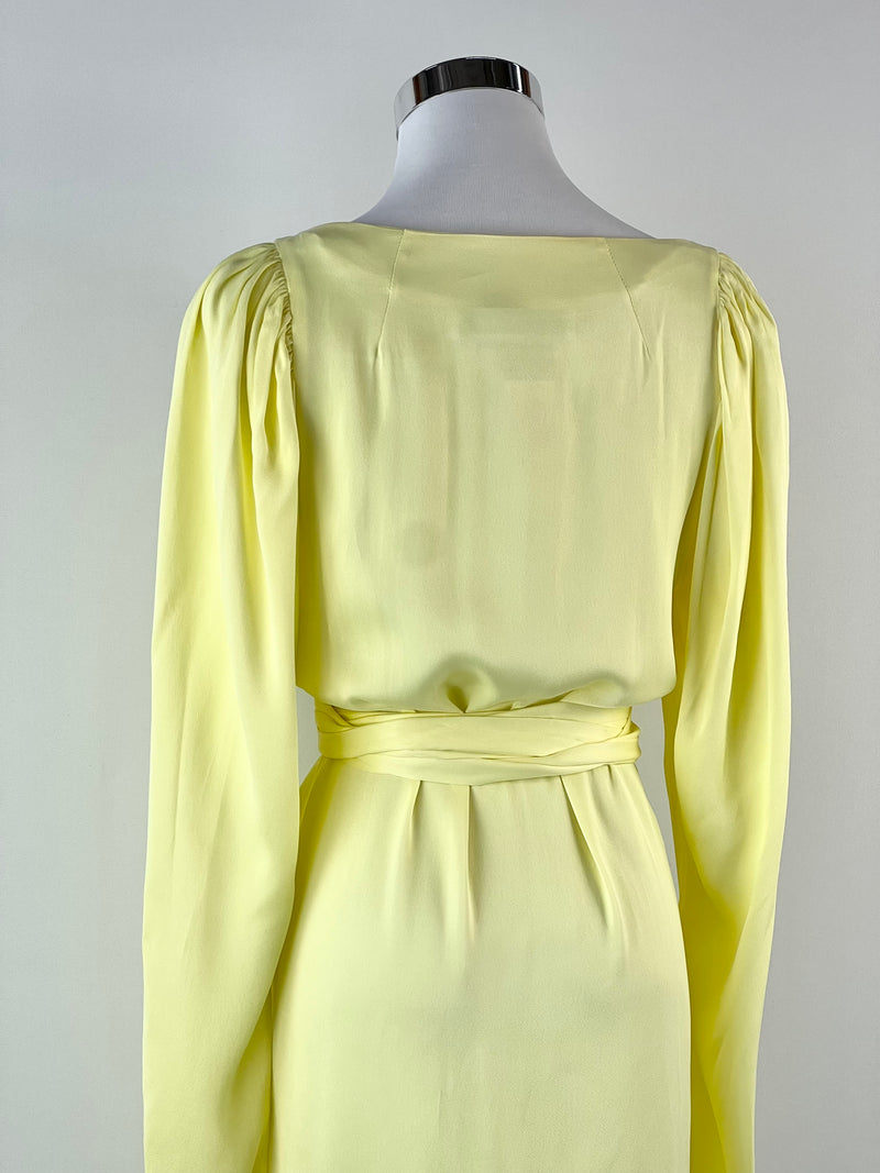 Rotate Birger Christensen Yellow Satin Wrap Dress - AU8