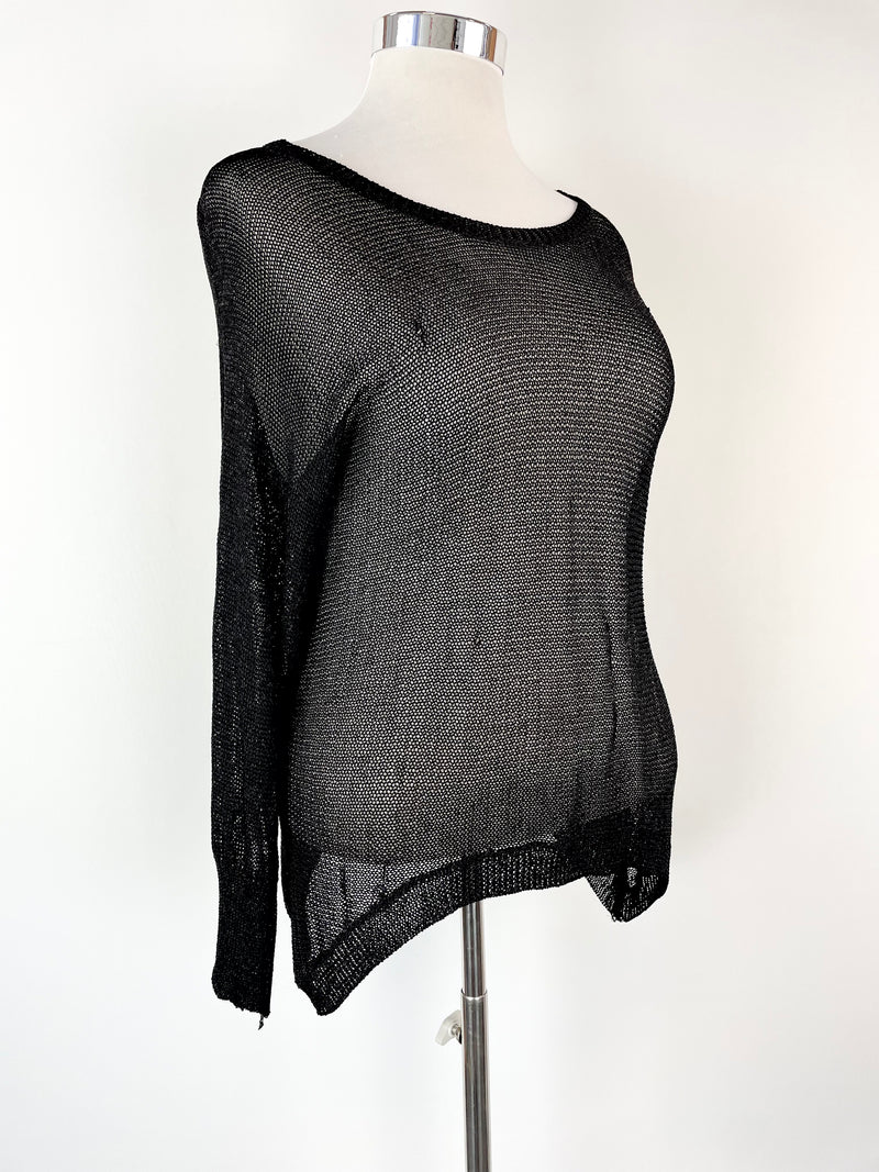 Lucy & Co Black Long Sleeve Lace Top - M/L