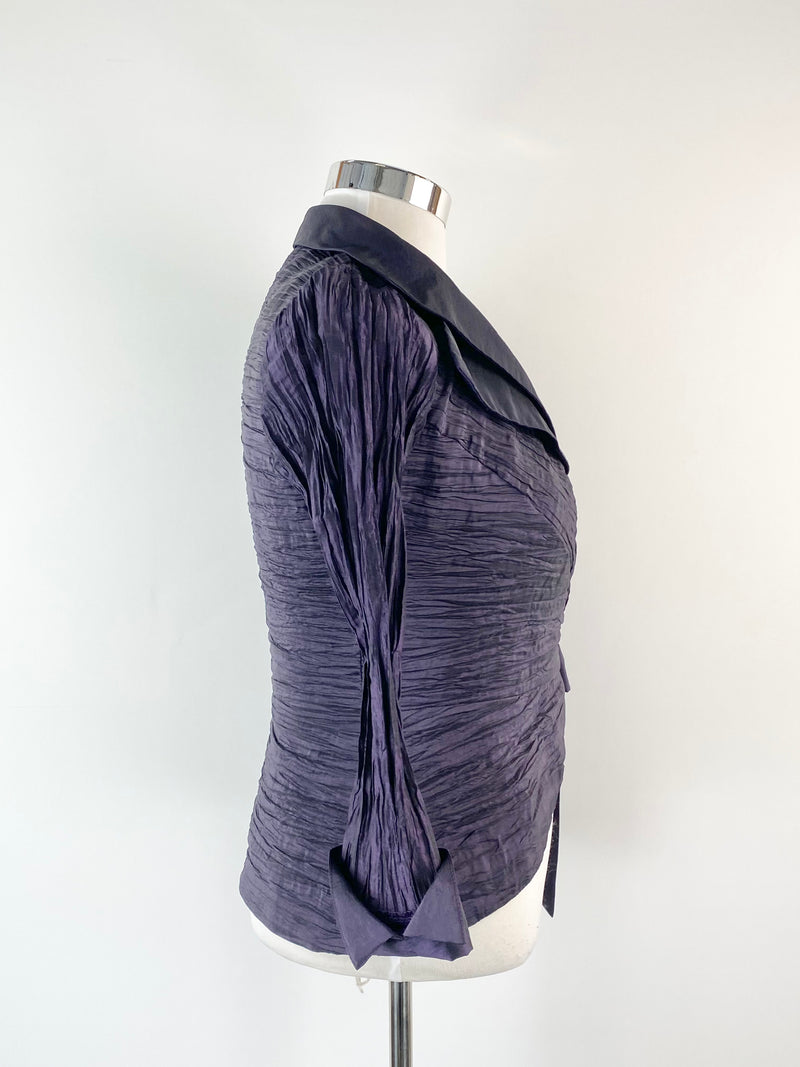 Royal Purple Crinkled Wrap Blazer - AU12/14