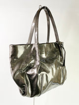 Calvin Klein Gunmetal Grey Patent PVC Tote Bag