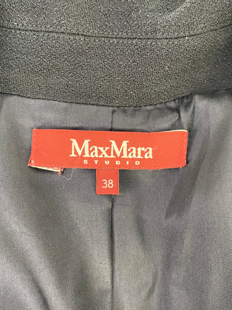Max Mara Black Crepe Wool Stitch Detail Suit - AU8/10