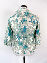 Geoff Bade Pistachio Sequined Floral Silk Top - AU10