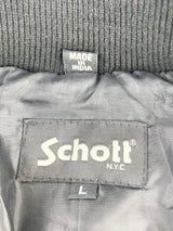 Schott Black Wool & Leather Baseball Jacket - S