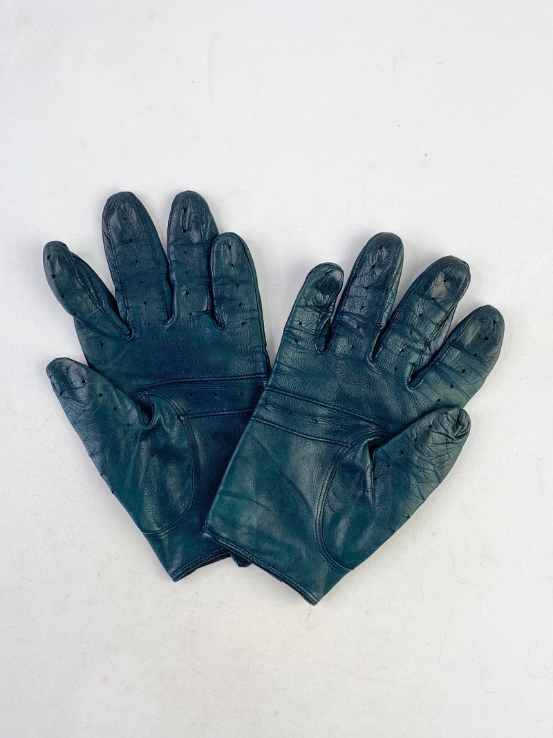 Piumelli Dark Teal Leather Driving Gloves - 7