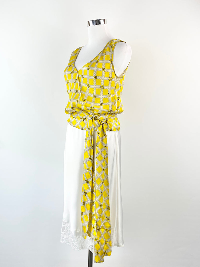 Colette Dinnigan Rare Yellow Silk Tie Top - AU6/8
