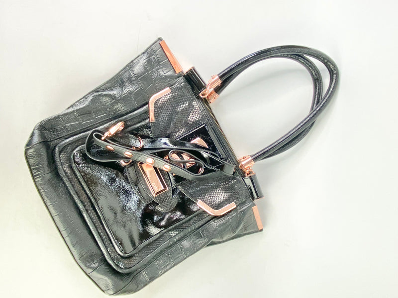 Mimco Black & Roségold Leather Tote