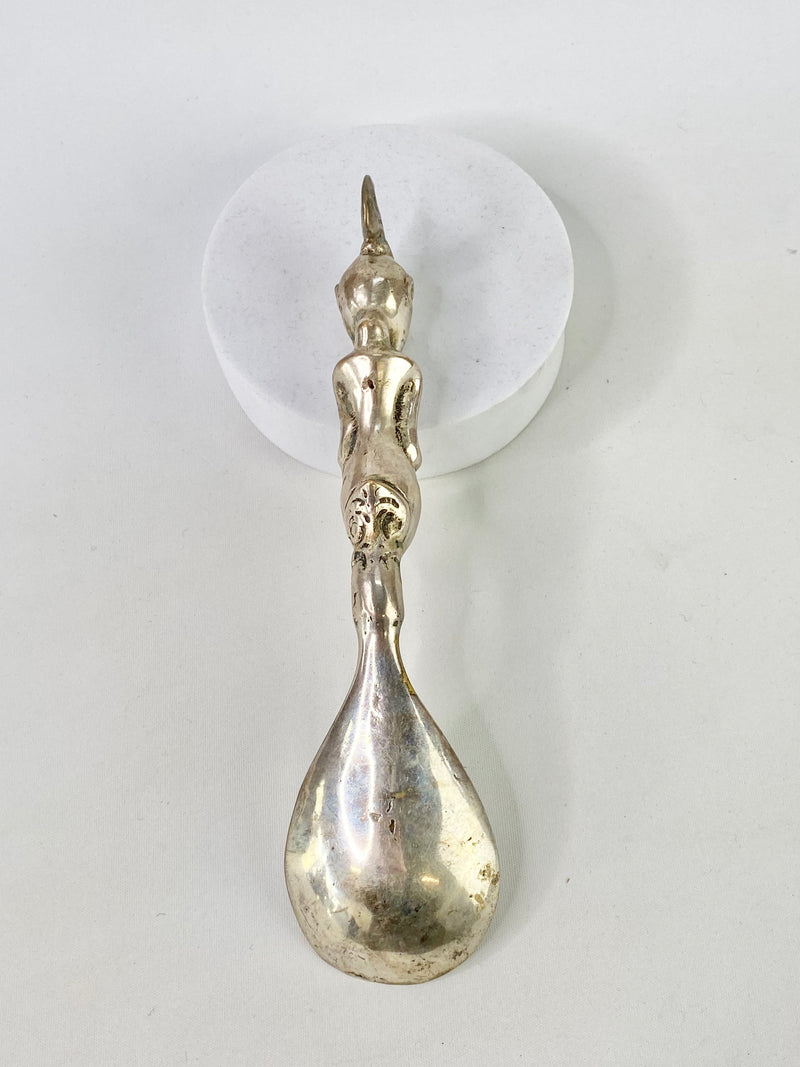Vintage Ornamental Carved Silver Serving Spoon