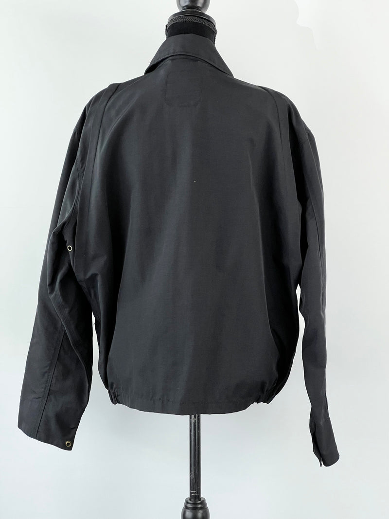 Y2K Black Nylon Zip Up Jacket - M