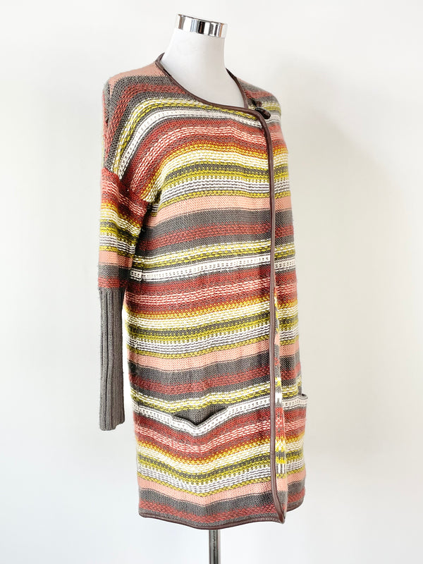 Indi & Cold Charcoal Striped Wool Cardigan - S