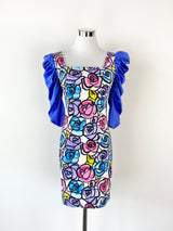 Max Mara Petit Blue Stain Glass Floral Dress