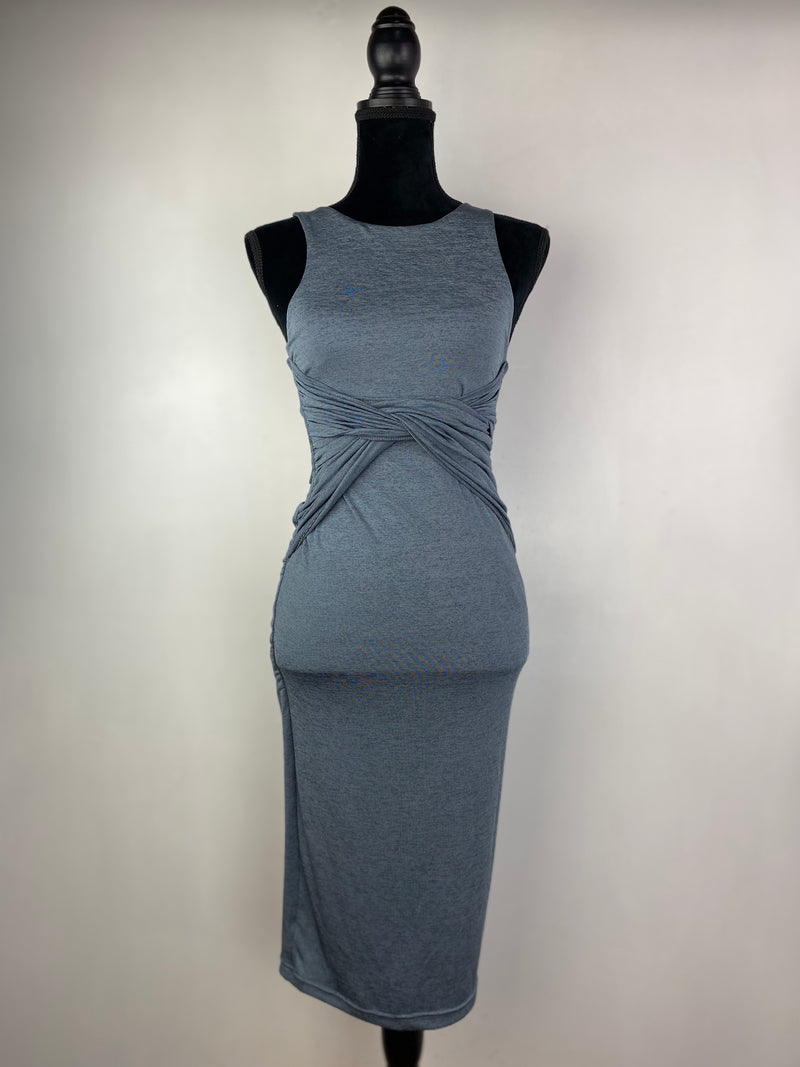 Sheike Grey Wrap Detail Bodycon Dress - AU 6
