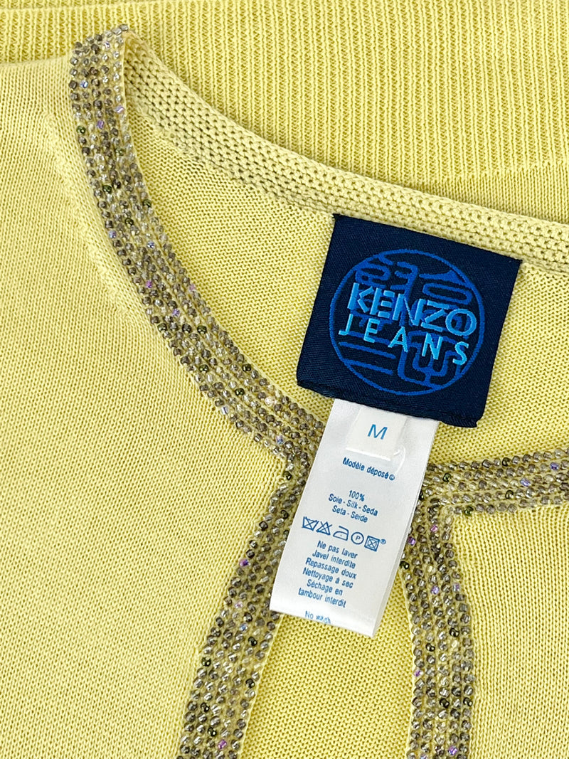 Y2K Kenzo Jeans Yellow Silk Knit Top - AU8-10