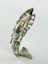 Large Vintage Mother Of Pearl Articulated Fish Standing Bottle Opener