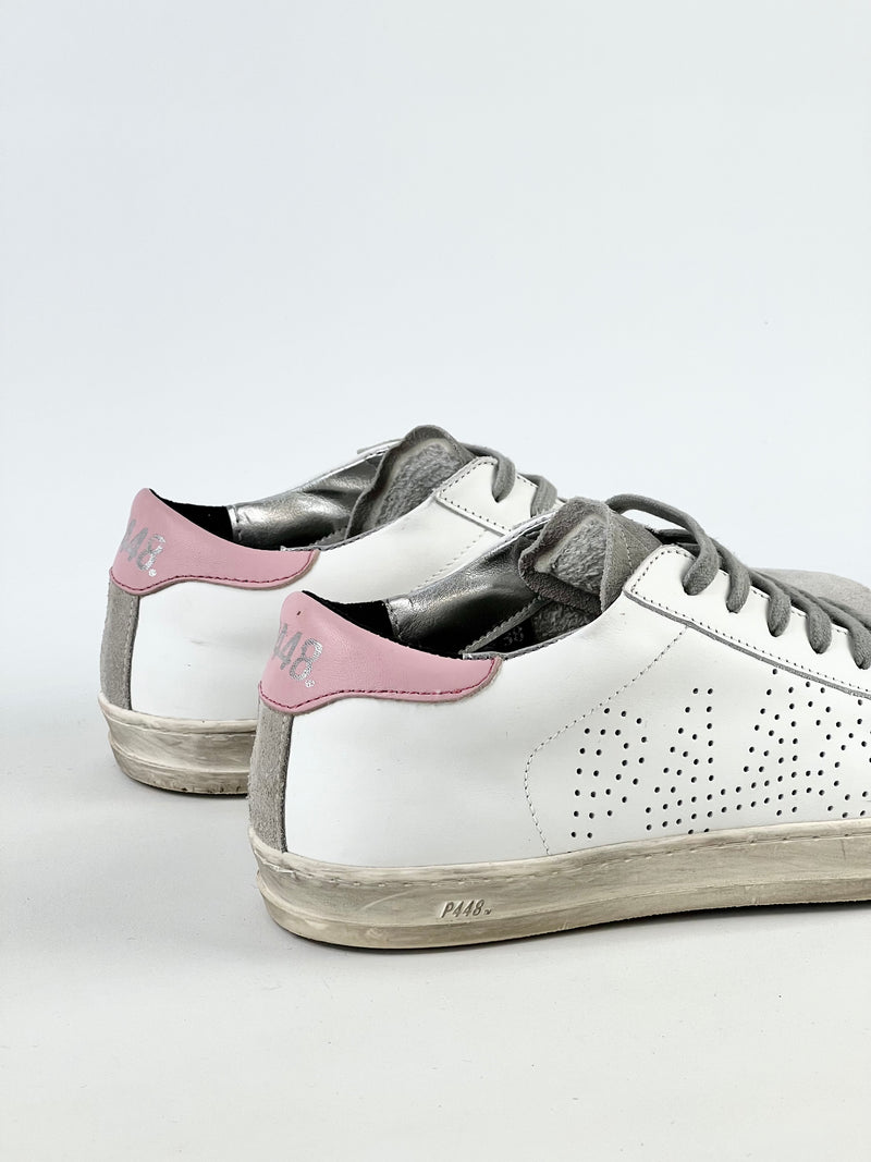 P448 White Leather + Suede Sneakers - EU38