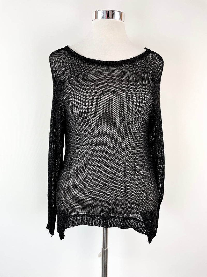 Lucy & Co Black Long Sleeve Lace Top - M/L