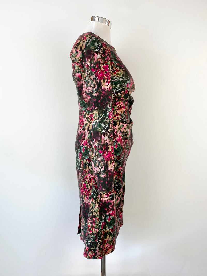 Talbot Runhof Wool Blend Floral Dress - AU14/16