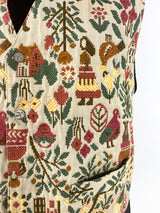Vintage 80s Giorgio Versanni Folk Embroidered Waistcoat - size large