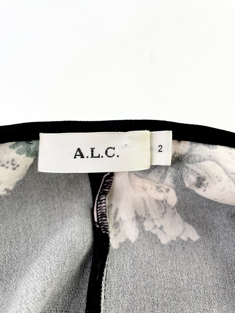 A.L.C. Black Floral Silk Top - AU6