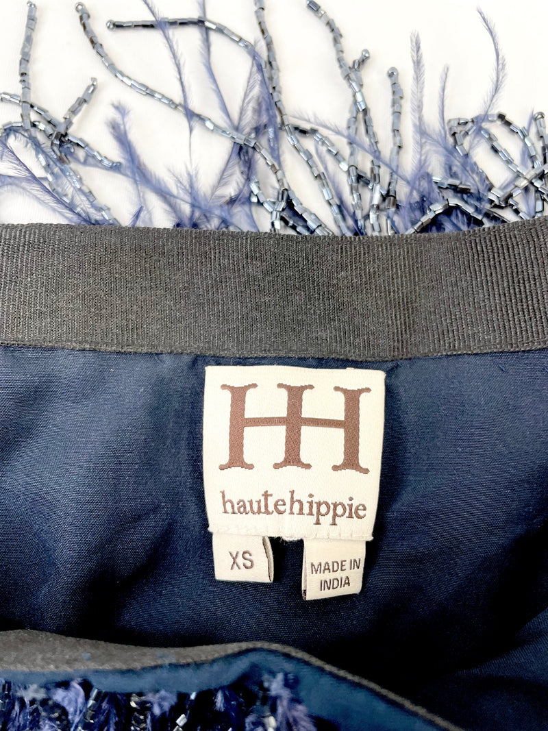 Haute Hippie Navy Blue Frill Skirt - XS