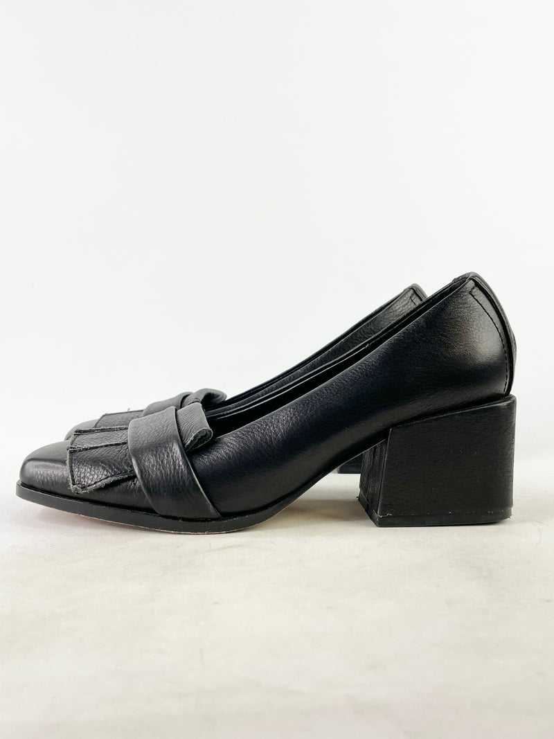 Zomp Black Leather Heeled Loafers - EU36.5