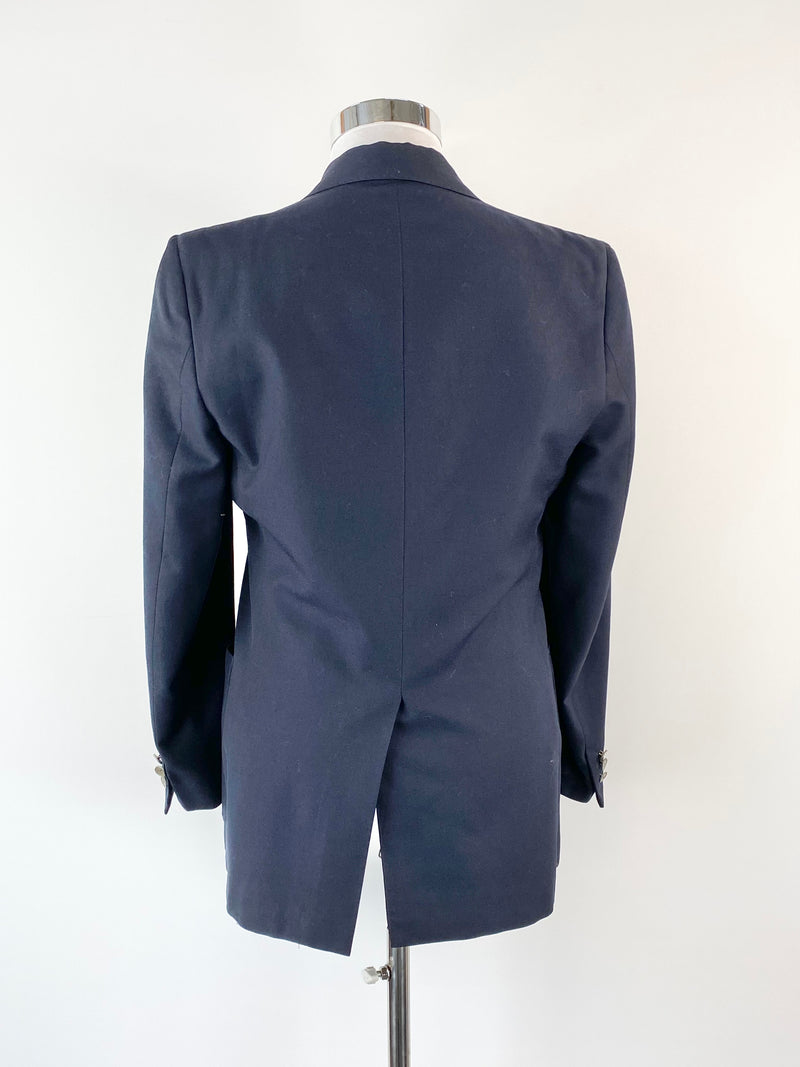 Vintage Yves Saint Laurent Deep Blue Wool Blazer - Large