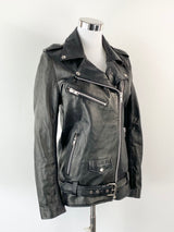 Steele Black Leather Moto Jacket - AU10