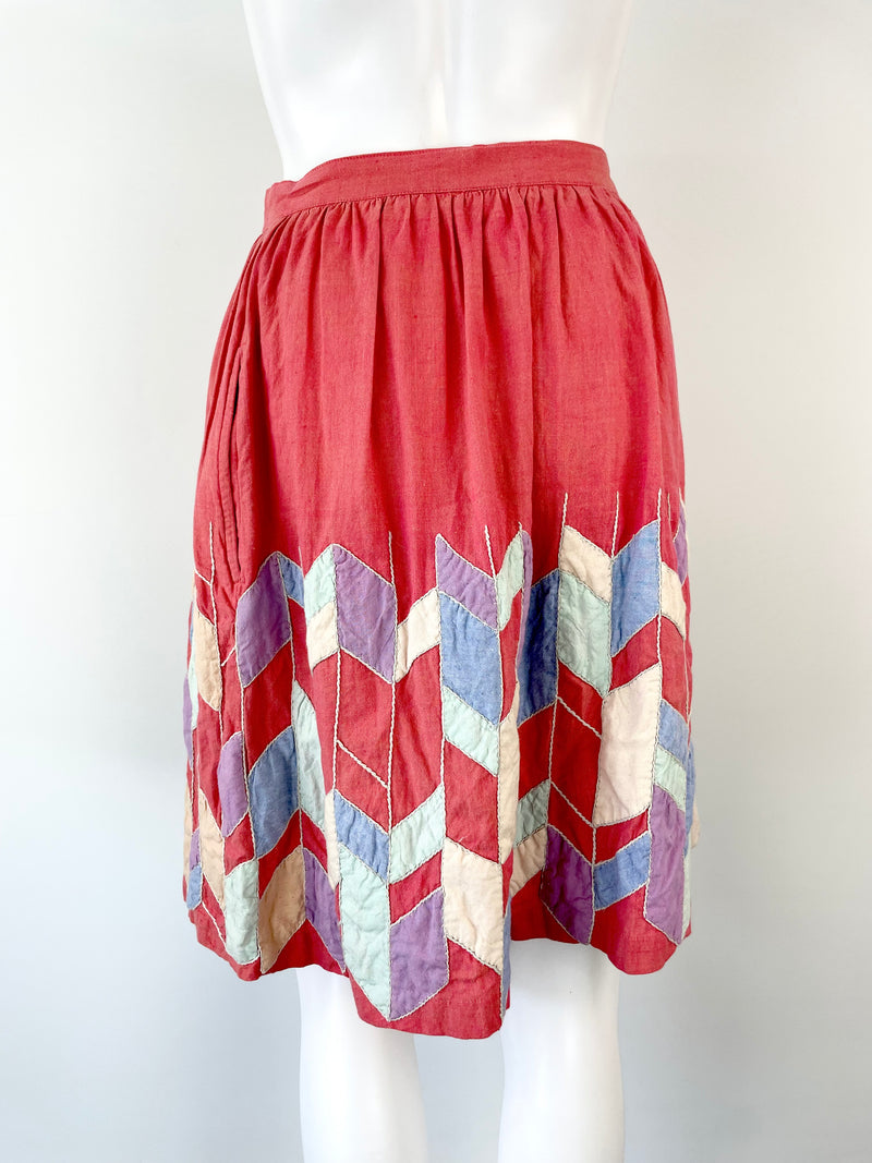 Bhalo Pink & Pastel Shapes Skirt - XS