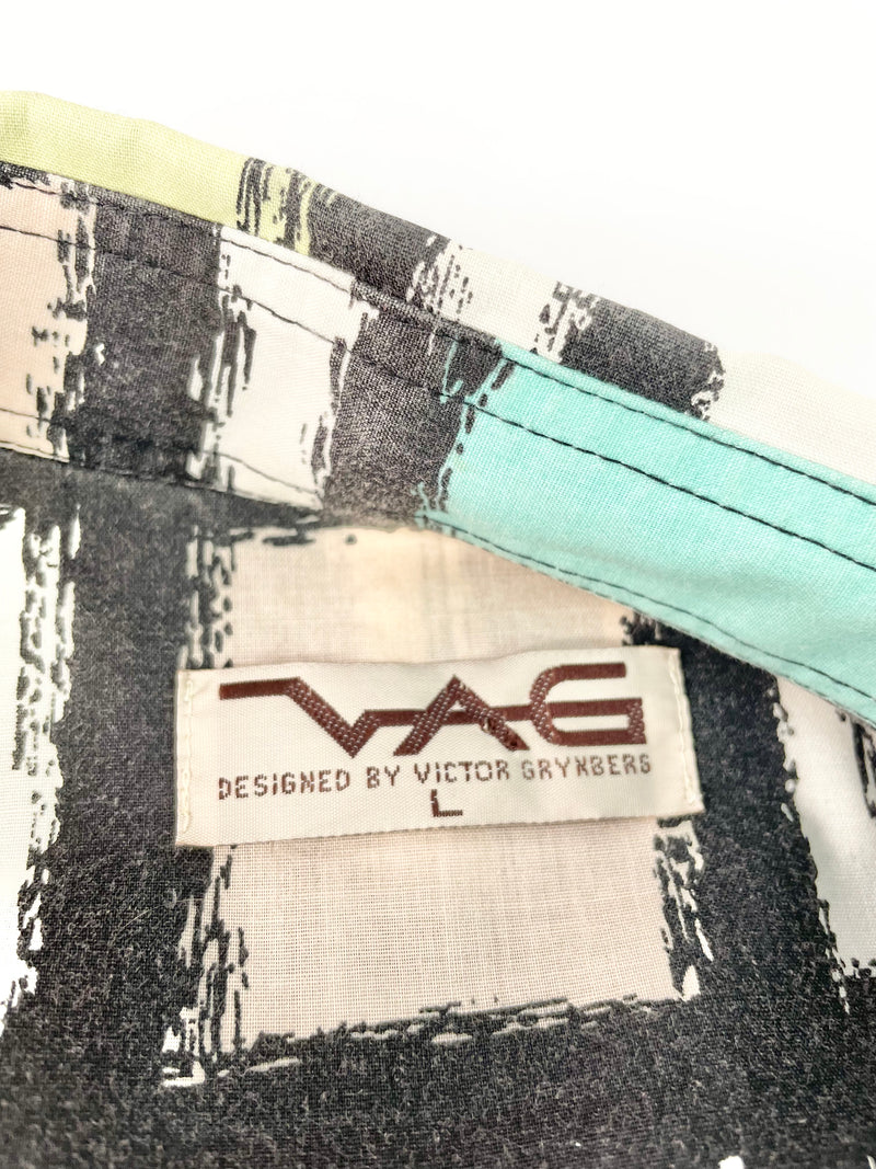 VAG by Victor Grynberg Vintage Pastel Patterned Short Sleeve Shirt - L