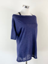 Prada Deep Blue Off Shoulder Wool Top - AU10