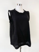 Cecilie Black Dotted Sleeveless Top - Size M