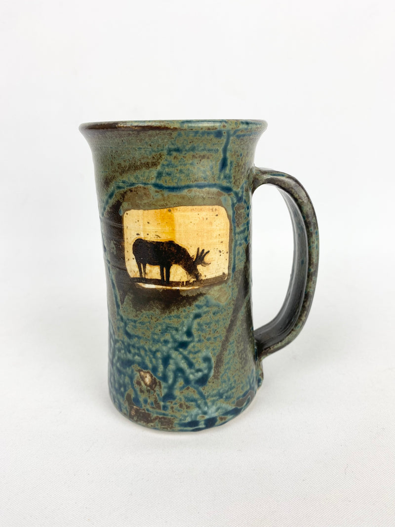 Handcrafted Large Blue Ceramic Elk Mug