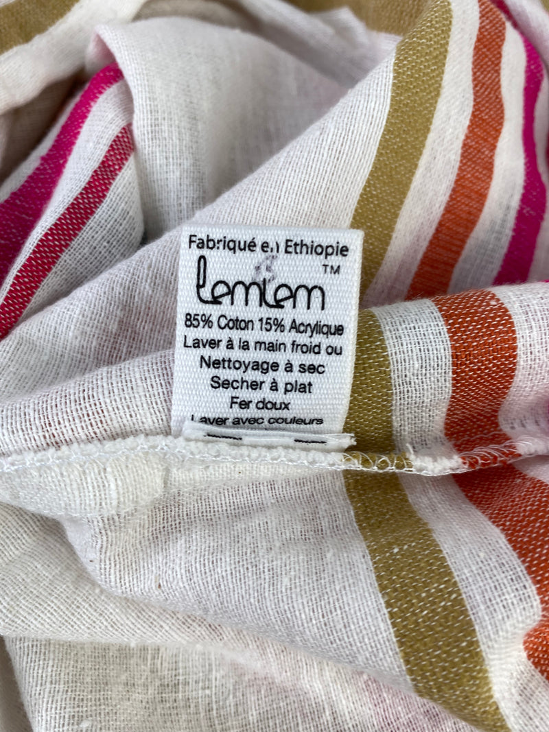 Lemlem White Cotton Striped Dress - AU10