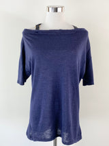 Prada Deep Blue Off Shoulder Wool Top - AU10
