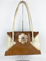 Spencer and Rutherford Cream & Tan Floral Bag