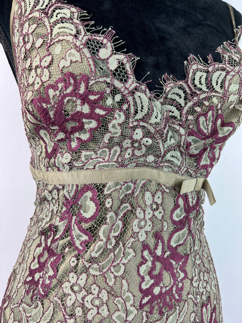 Moss & Spy Sage Lace Overlay Strappy Dress - AU10