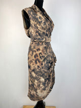 All Saints Leopard Print Silk Draped Dress - AU14