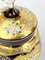 Vintage Czech Handpainted Bohemian Glass Ginger Jar