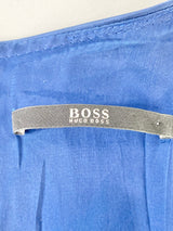 Boss by Hugo Boss Blue Satin Sweetheart Neckline Cocktail Dress - AU8