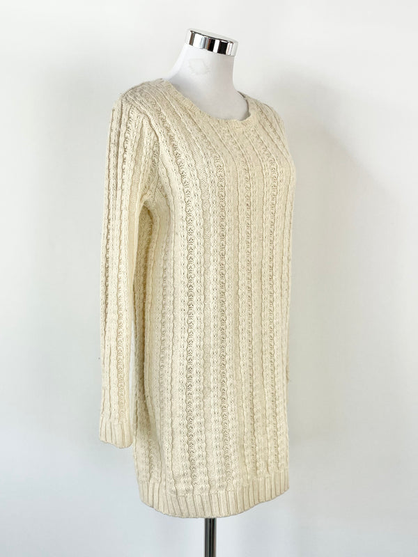 COS Cream Cable Knit Wool Sweater - XS
