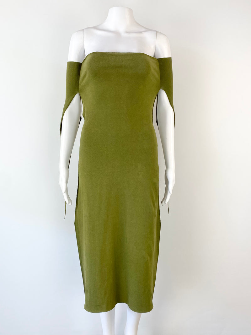 Vintage 1990s Issey Miyake A.POC Green Body Con Dress - AU10