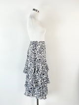 Carla Zampatti Black & White Leopard Print Layered Skirt - AU10