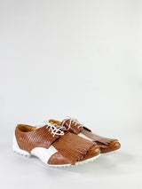 Peter Millar White & Tan Leather Golf Shoes - 8M